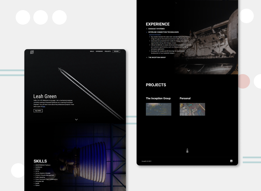 Aerospace themed portfolio mobile and desktop preview.