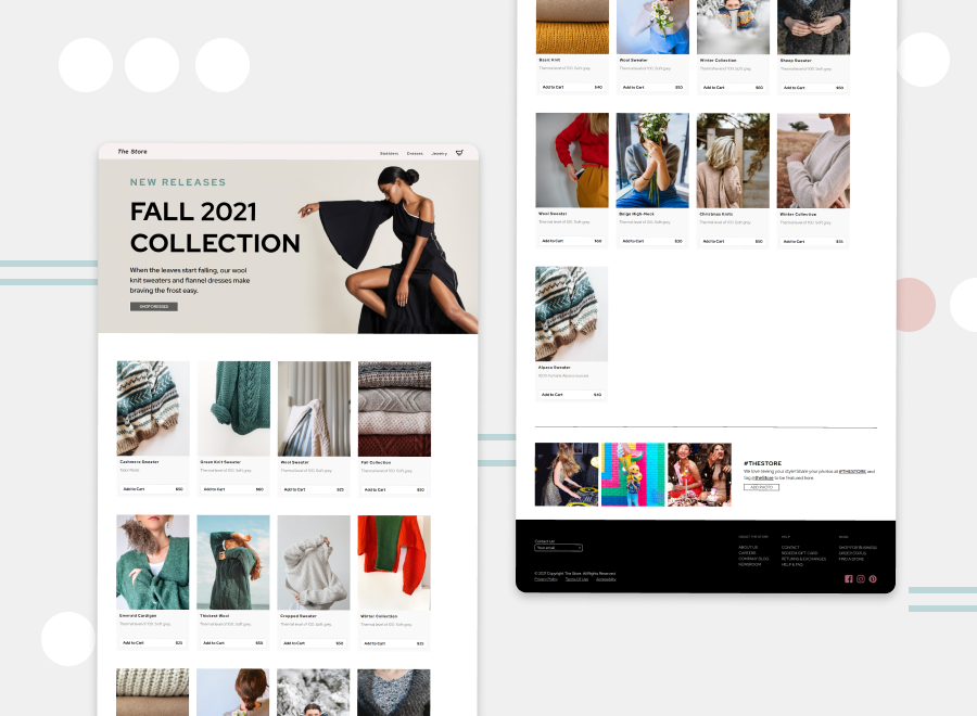 E-commerce womens appearel site screenshots mobile and desktop preview.